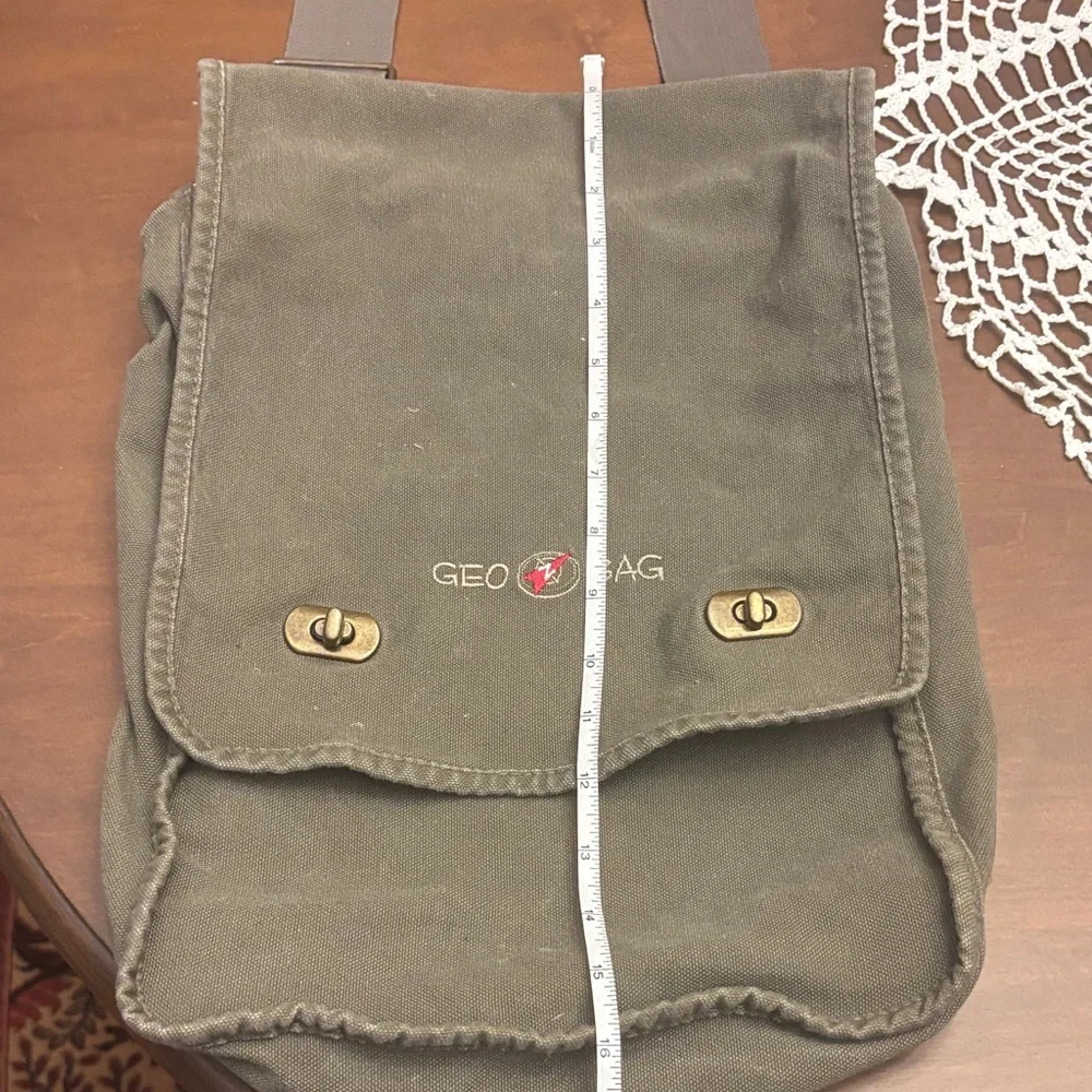 Authentic Pigment Geo Bag Olive Green Messenger Bag 100% Cotton